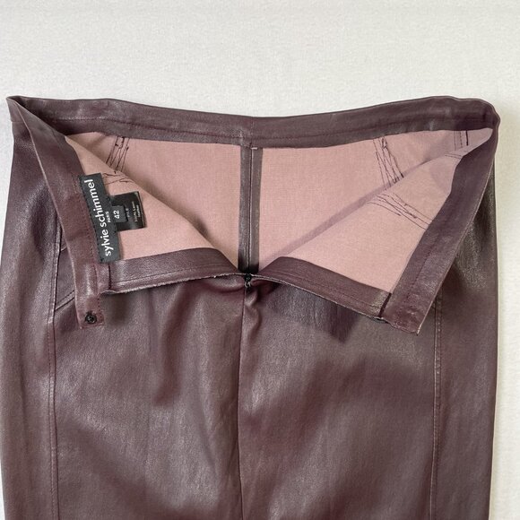 Sylvie Schimmel Paris Oxblood Lambskin Leather Pencil Skirt Size EU 42 - Picture 10 of 12